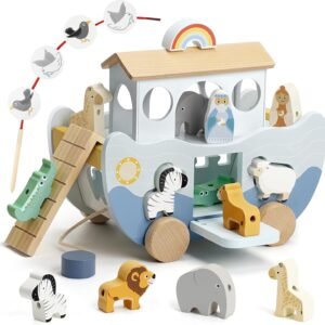 Wooden Noah’s Ark Montessori Toy | Animal Shape Sorter for Toddlers Ages 1–3