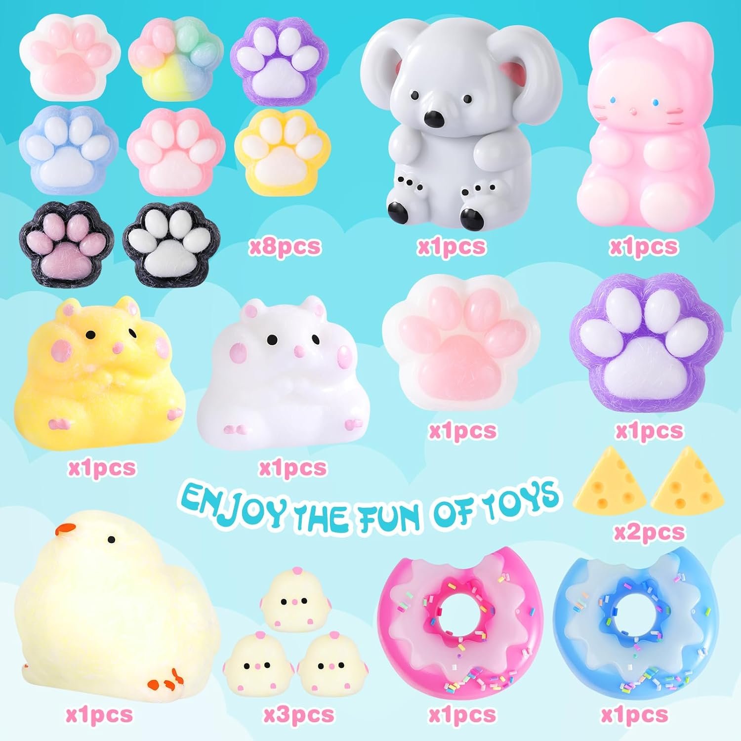 20-Pack Squishy Fidget Toys – Stress Relief Gift Set - Image 2
