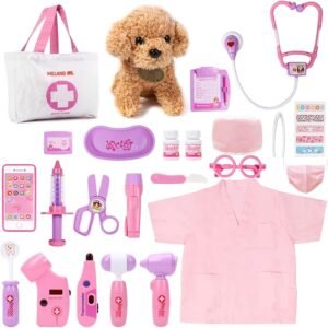 Kids’ Vet Kit with Dog Toy – Pretend Play Doctor Set & Dress-Up (Ages 3–6)